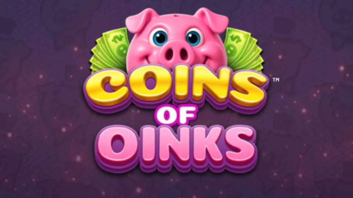 Interface do slot Coins of Oinks com porquinhos luxuosos e símbolos de ouro